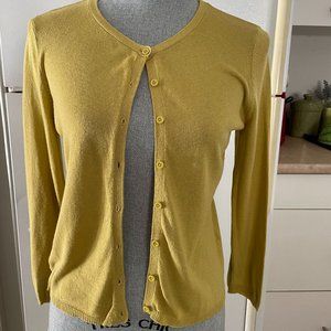 CAbi Green Cotton Cardigan Sweater Size Small